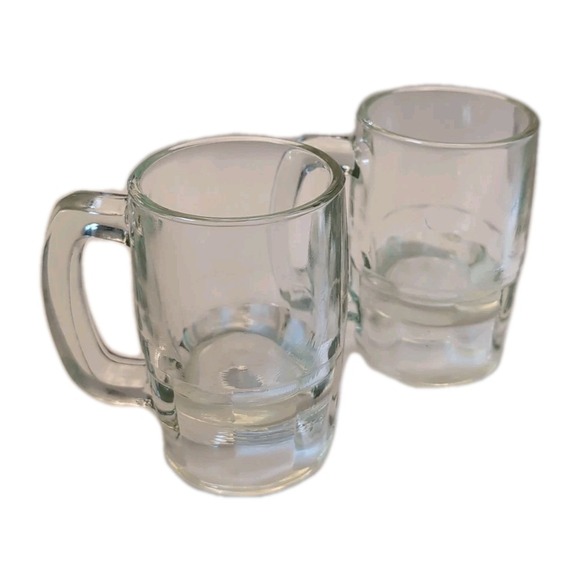 VINTAGE | Set of 2 Childs Small Root Beer Heavy Glass Mug | 4.5" 8oz. Anchor H - Picture 1 of 11